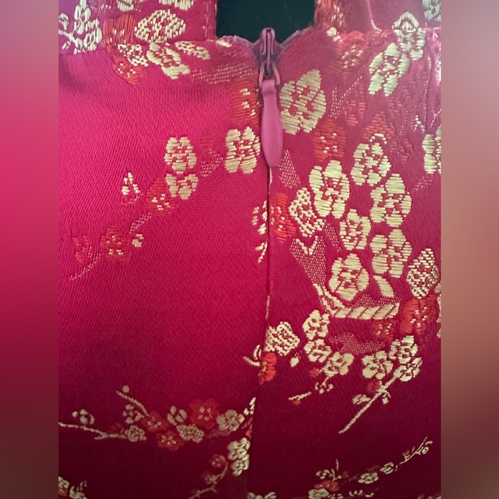 Pink and Gold 90’s y2k Cheongsam Vintage Formal Dress - Picture 5 of 5